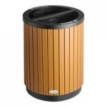 Lancaster Table & Seating 13.5 Gallon Steel / Wood Composite Round Decorative Outdoor Trash Can with Open Lid Lancaster Table & Seating 13.5 Gallon Steel / Wood Composite Round Decorative Outdoor Trash Can with Open Lid
