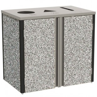 Lakeside 3415GS Stainless Steel Rectangular Refuse / Recycle / Paper Station with Top Access and Gray Sand Laminate Finish - 37 1/2