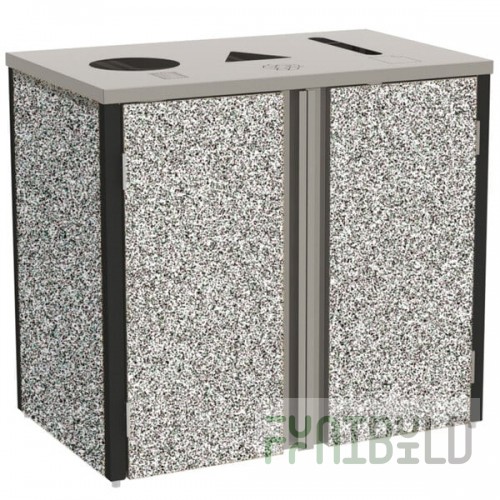 Lakeside 3415GS Stainless Steel Rectangular Refuse / Recycle / Paper Station with Top Access and Gray Sand Laminate Finish - 37 1/2