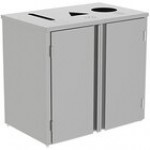 Lakeside 3415GS Stainless Steel Rectangular Refuse / Recycle / Paper Station with Top Access and Gray Sand Laminate Finish - 37 1/2 Lakeside 3415GS Stainless Steel Rectangular Refuse / Recycle / Paper Station with Top Access and Gray Sand Laminate Finish - 37 1/2