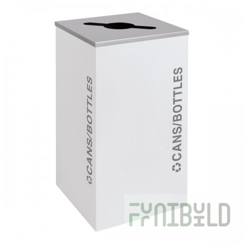 Ex-Cell Kaiser RC-KDSQ-C BT-WHT Black Tie Kaleidoscope White Gloss Square 24 Gallon Cans / Bottles Receptacle