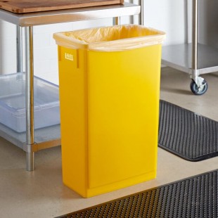 Lavex 23 Gallon Yellow Slim Rectangular Trash Can