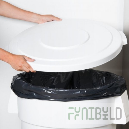 Carlisle 84105602 Bronco 55 Gallon White Flat Round Trash Can Lid