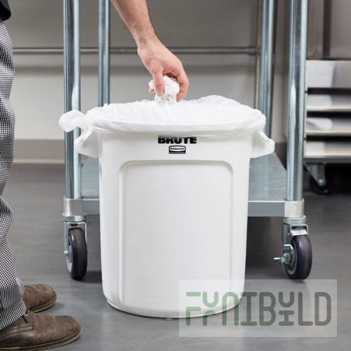 Rubbermaid® FG261000WHT BRUTE 10 Gallon White Round Trash Can