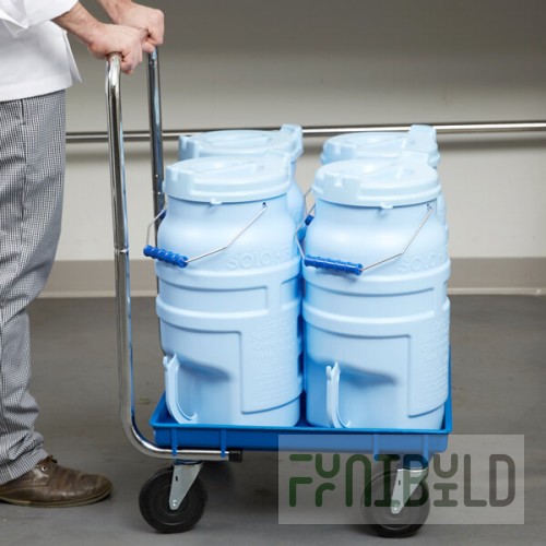 Vollrath Traex® Safety Mate 100lb. Ice Tote Transport Set with 4 Ice Totes and Dolly