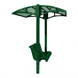 Paris Site Furnishings Shade Series 6' Moss Green Surface Mounted Park Bench with Canopy and Basket Weave Perforations 85 1/2 Paris Site Furnishings Shade Series 6' Moss Green Surface Mounted Park Bench with Canopy and Basket Weave Perforations 85 1/2