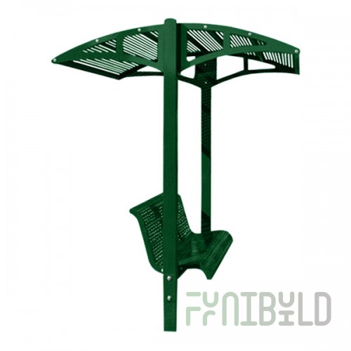 Paris Site Furnishings Shade Series 6' Moss Green Surface Mounted Park Bench with Canopy and Basket Weave Perforations 85 1/2