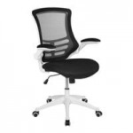 Flash Furniture Kelista Blue Mesh Mid-Back Swivel Ergonomic Office Chair / Task Chair with White Frame, Flip-Up Arms, and Roller Wheels Flash Furniture Kelista Blue Mesh Mid-Back Swivel Ergonomic Office Chair / Task Chair with White Frame, Flip-Up Arms, and Roller Wheels