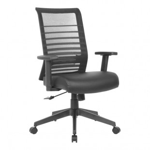 Boss Black Horizontal Striped Mesh Back Task Chair with Antimicrobial Vinyl Seat and Adjustable T-Arms Boss Black Horizontal Striped Mesh Back Task Chair with Antimicrobial Vinyl Seat and Adjustable T-Arms