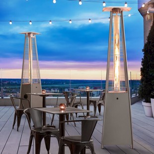 Backyard Pro Courtyard Series HPSQRSS Stainless Steel Portable Propane Outdoor Patio Heater with Glass Tube - 40,000 BTU Backyard Pro Courtyard Series HPSQRSS Stainless Steel Portable Propane Outdoor Patio Heater with Glass Tube - 40,000 BTU