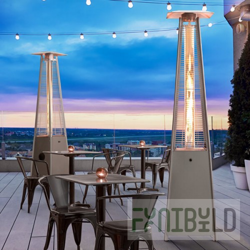 Backyard Pro Courtyard Series HPSQRSS Stainless Steel Portable Propane Outdoor Patio Heater with Glass Tube - 40,000 BTU