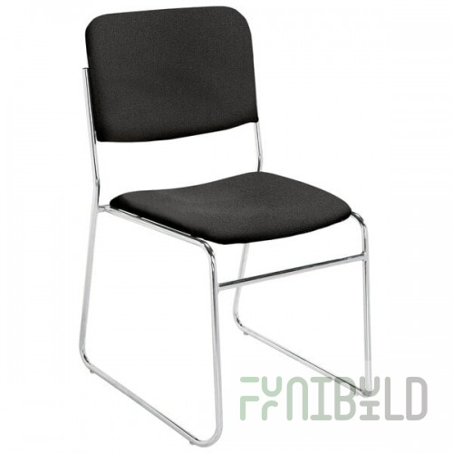 National Public Seating 8660 Ebony Black Stackable Signature Padded Chair with Chrome Frame