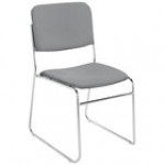 National Public Seating 8660 Ebony Black Stackable Signature Padded Chair with Chrome Frame