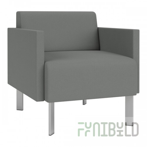 Lesro Luxe Lounge Series Open House Asteroid Fabric Guest Arm Chair with Steel Legs