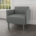 Lesro Luxe Lounge Series Open House Asteroid Fabric Guest Arm Chair with Steel Legs