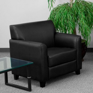 Flash Furniture BT-827-1-BK-GG Hercules Diplomat Black Leather Chair with Wooden Feet Flash Furniture BT-827-1-BK-GG Hercules Diplomat Black Leather Chair with Wooden Feet
