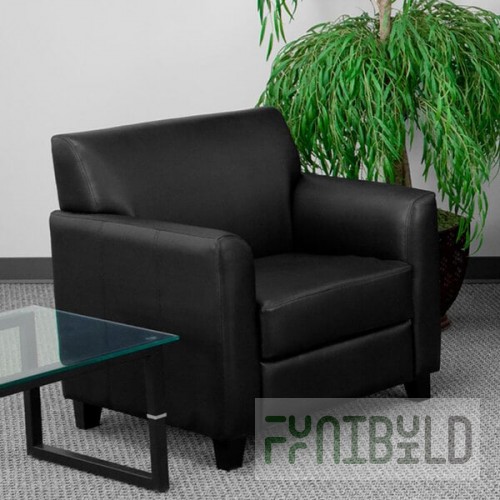 Flash Furniture BT-827-1-BK-GG Hercules Diplomat Black Leather Chair with Wooden Feet