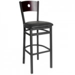 BFM Seating Darby Sand Black Customizable Metal Side Chair with Mahogany Wooden Back and 2