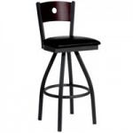 BFM Seating Darby Sand Black Customizable Metal Side Chair with Mahogany Wooden Back and 2