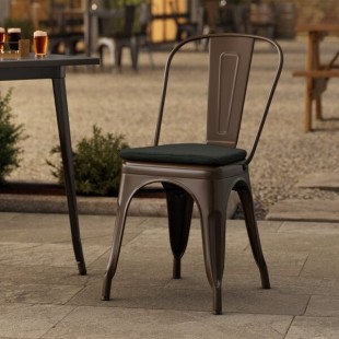 Lancaster Table & Seating Alloy Copper Outdoor Cafe Chair with Black Fabric Magnetic Cushion Lancaster Table & Seating Alloy Copper Outdoor Cafe Chair with Black Fabric Magnetic Cushion