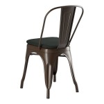 Lancaster Table & Seating Alloy Copper Outdoor Cafe Chair with Black Fabric Magnetic Cushion