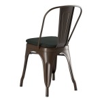Lancaster Table & Seating Alloy Copper Outdoor Cafe Chair with Black Fabric Magnetic Cushion