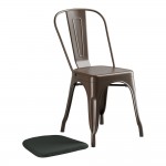 Lancaster Table & Seating Alloy Copper Outdoor Cafe Chair with Black Fabric Magnetic Cushion