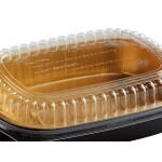 Choice Heavy Duty Smoothwall Black and Gold Medium Oblong Foil Entree / Take-Out Pan with Dome Lid 47.4 oz. - 50/Case Choice Heavy Duty Smoothwall Black and Gold Medium Oblong Foil Entree / Take-Out Pan with Dome Lid 47.4 oz. - 50/Case