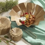 Solia Iris 26 oz. Brown Cardboard Origami Bowl with BOPP Lamination - Large - 160/Case