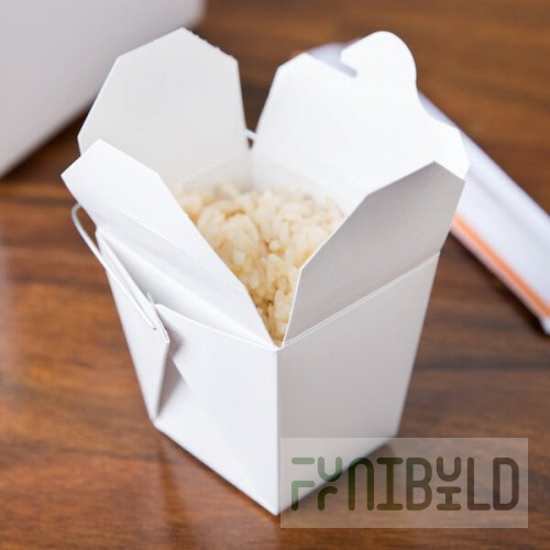 Fold-Pak 08WHWHITEM 8 oz. White Chinese / Asian Paper Take-Out Container with Wire Handle - 1,000/Case