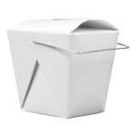 Fold-Pak 08WHWHITEM 8 oz. White Chinese / Asian Paper Take-Out Container with Wire Handle - 1,000/Case