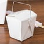Fold-Pak 08WHWHITEM 8 oz. White Chinese / Asian Paper Take-Out Container with Wire Handle - 1,000/Case