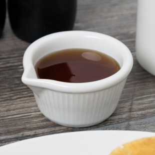 Tuxton BWX-0408 4 oz. White Fluted China Ramekin with Spout - 48/Case