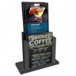 Menu Solutions WDMH-CHALK Country Oak Wood Menu Holder with 4