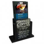 Menu Solutions WDMH-CHALK Country Oak Wood Menu Holder with 4