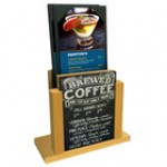 Menu Solutions WDMH-CHALK Country Oak Wood Menu Holder with 4