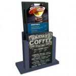 Menu Solutions WDMH-CHALK Country Oak Wood Menu Holder with 4