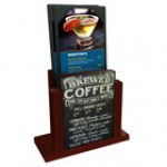 Menu Solutions WDMH-CHALK Country Oak Wood Menu Holder with 4