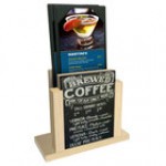 Menu Solutions WDMH-CHALK Country Oak Wood Menu Holder with 4
