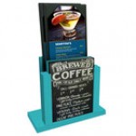 Menu Solutions WDMH-CHALK Country Oak Wood Menu Holder with 4