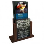 Menu Solutions WDMH-CHALK Country Oak Wood Menu Holder with 4
