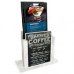 Menu Solutions WDMH-CHALK Country Oak Wood Menu Holder with 4