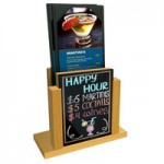 Menu Solutions WDMH-CHALK Country Oak Wood Menu Holder with 4