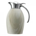 Service Ideas Nicollet 33.8 oz. Italian Leather Stainless Steel Insulated Carafe / Server with Flip Top Lid NIC10BSLTH