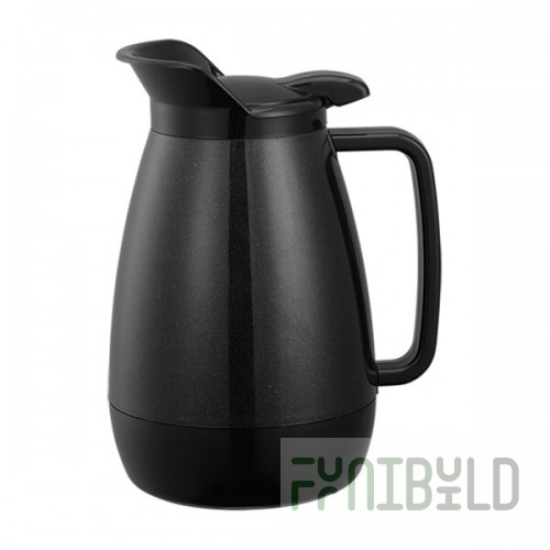Service Ideas Thermo-Serv 20 oz. Black ABS Plastic Insulated Coffee Carafe / Server with Flip-Top Lid TS501BL
