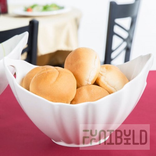 10 Strawberry Street WTR-10WVBOATBWL Whittier 64 oz. White Porcelain Boat Bowl with Wave Texture - 6/Case