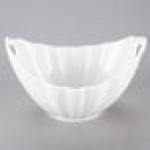 10 Strawberry Street WTR-10WVBOATBWL Whittier 64 oz. White Porcelain Boat Bowl with Wave Texture - 6/Case