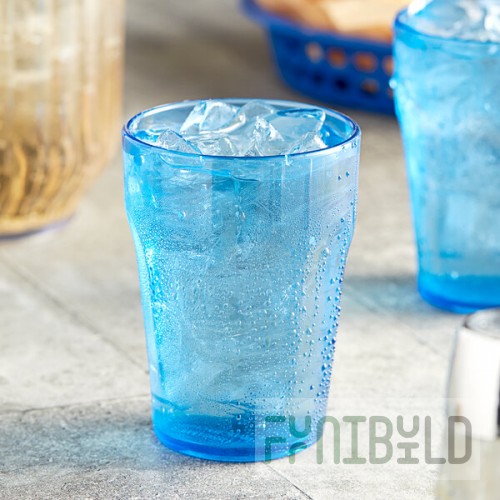Choice 9 oz. Blue Plastic Paneled Tumbler - 12/Pack