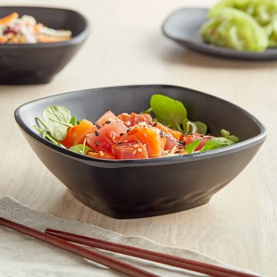 GET B-601-BK Nara 12 oz. Black Matte Square Melamine Bowl - 24/Case