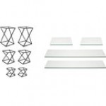 Front of the House Twist 10-Piece Matte Black Stainless Steel Riser Set with Clear Glass Buffet Boards